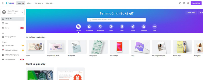 Canva để thiết kế thumbnail 